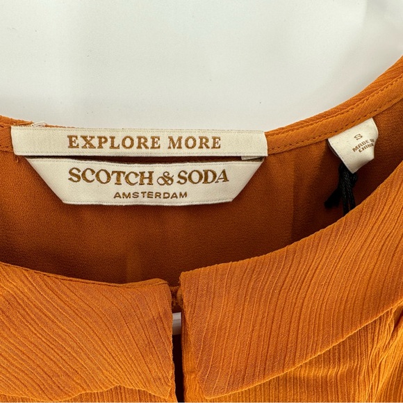 Scotch And Soda Smocked Mini Dress Color Cinnamon Spice Size Small - NEW - Picture 3 of 8